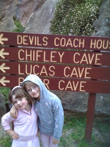 The girls were excited after exploring the Chifley cave